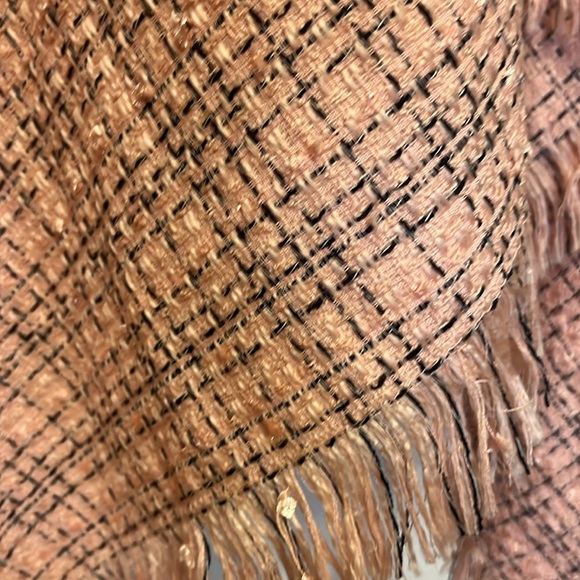 Apostrophe Woman Pink Fringed Tweed Poncho/ 3X - Picture 4 of 6